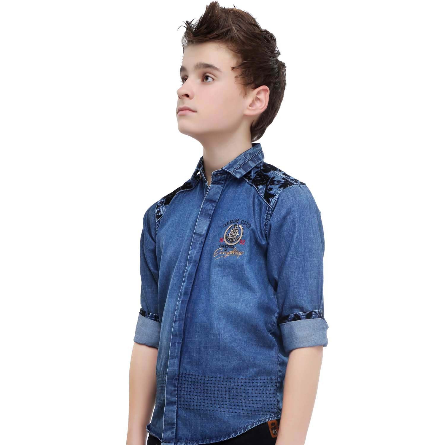 Buy Kidling Boys White & Blue Printed Shirt With Jeans - Clothing Set for  Boys 9850519 | Myntra
